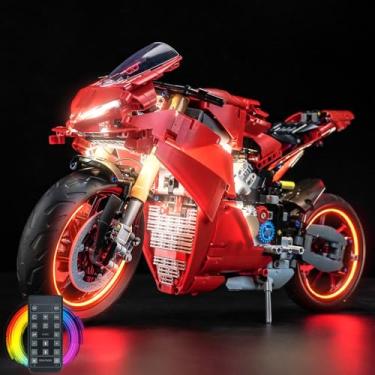 Imagem de LocoLee Kit de luz compatível com Lego Ducati Panigale V4 S motocicleta 42202 - sem modelo apenas luz, acessórios de iluminação LED compatíveis com Lego Ducati Panigale V4 S 42202 (versão RC)