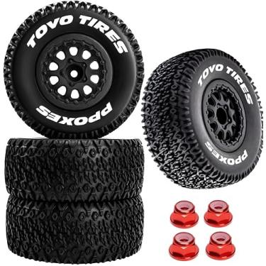 Imagem de 12mm Hex RC Wheels and Tires 1/10 RC Off-Road Car RC Truck Tires RC Short Course Truck Tires for 1/10 Slash 2WD/4×4 F-150 Axial Losi Redcat Rc4wd HSP Tamiya HPI Kyosho 4PCS/Set(Black)