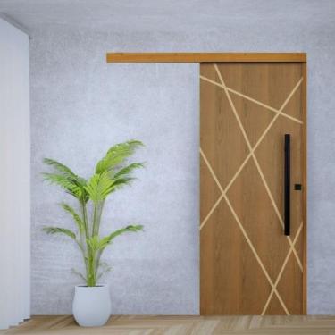 Imagem de Porta de Correr Agatha Trilho Embutir Puxador Tubolar 800 Mm 110 X 210