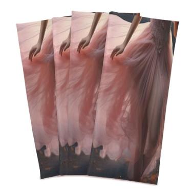 Imagem de Wassud Toalhas de cozinha lindas toalhas de prato de cozinha anjo pacote com 4 panos de prato macios com laço para pendurar toalha de mão super absorvente de secagem rápida toalhas de chá de mesa