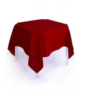 Imagem de Kit com 10 Toalhas de Mesa Quadrada Oxford 1.50x1.50m - 4 Cadeiras, Ideal para Festa, Buffet e Restaurante, Resistente e Prática (BORDO)