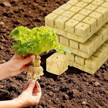 Imagem de 50 peças Stonewool Cubos de Meio de Cultivo Hidropônico Planta Substrato Sem Solo Semente Plantio Esponja Plug Bloco de Mudas Ferramentas de Jardim
