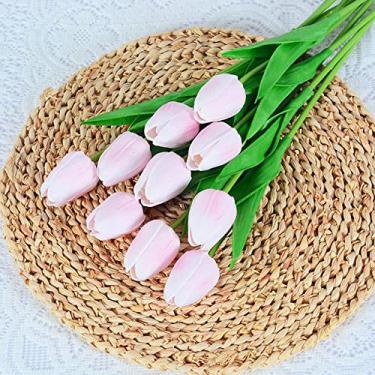 Imagem de NevStp 5/10 peças buquê de flores de tulipa artificial toque real espuma PE flor falsa para decoração de casamento flores para decoração de jardim doméstico, A, 06, 5 peças