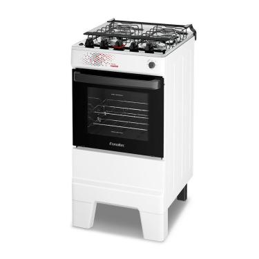 Imagem de Fogão A Gás Mesa Inox Tampa De Vidro Forno 50L Esmaltec Ideal Master Branco 4 Bocas Bivolt