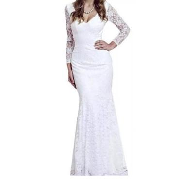Imagem de Vestido Casamento 68 Longo Renda Civil Noiva Festa - Bella Fest, Branc