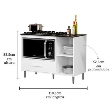 Imagem de Balcão para Cooktop 5 Bocas Espaço para Forno Elétrico e Ampla Gaveta 1 Prateleira (Canela)