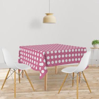 Imagem de Toalha De Mesa Quadrada Tecido Oxford Bolinha Rosa TL11 - 140x140cm - 