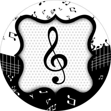 Imagem de Painel de Lona Redondo Notas Musicais - Fabrika De Festa, 120x120cm