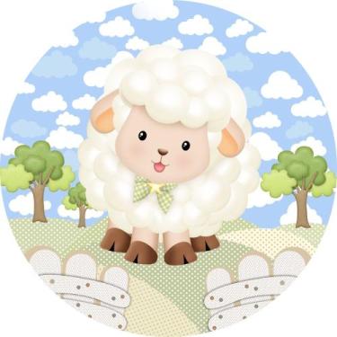Imagem de Painel de Lona Redondo Ovelhinha do Campo - Fabrika De Festa, 100x100c