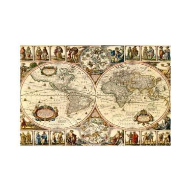 Imagem de Painel Em Tecido Sublimado Mapa Mundi Vintage 03 - Fabrika de Festa, 2