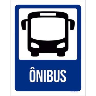 Imagem de Kit 3 Placas Sinalização - Ônibus Desenho Azul - Sinalizo