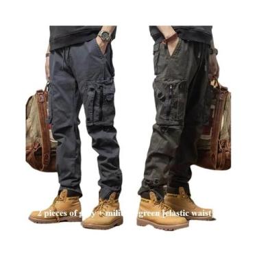 Imagem de Calças Jeans Masculinas Oversized De Lona 24oz Com Múltiplos Bolsos Pa