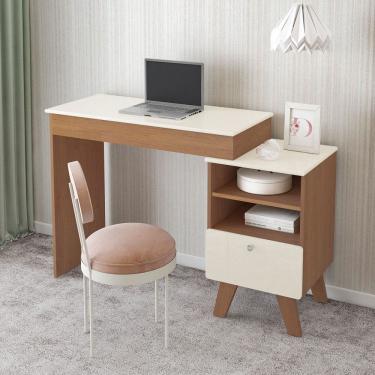 Imagem de Penteadeira Dora 1 Gaveta com Espelho Off White/Cinamomo - Artely