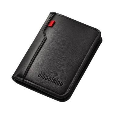 Imagem de Carteira Masculina Ultrafina Vertical Curta De Couro PU Macio Para Car