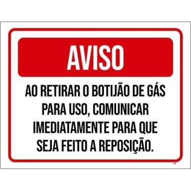 Imagem de Placa Acm Aviso Retirar Botijão Gás Comunicar 18X23 - Sinalizo