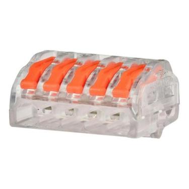 Imagem de 100X Conector Elétrico Emenda Rápida Alavanca Borne 5 Fios - Decorarma