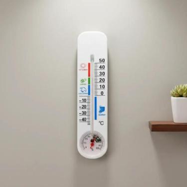 Imagem de Termômetro Parede Interno Externo Mede Humidade 23,2X5.2Cm - Dantas