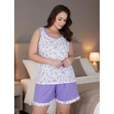 Imagem de Pijama Plus Size Short Doll Bermudoll Feminino Verão Senhora Regata - 