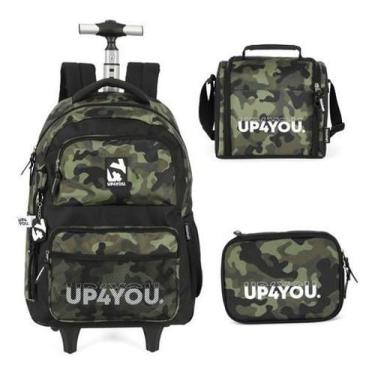 Imagem de Kit Mochila De Rodinhas Camuflada Militar Up4You - Luxcel