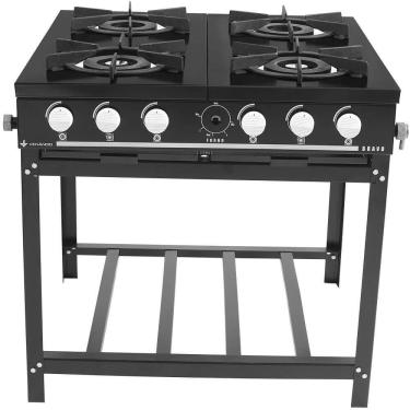 Imagem de Fogão Industrial Venâncio à Gás Bravo 4 Bocas Preto Esmaltado Br4bpr