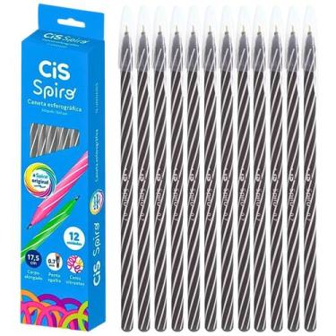 Imagem de Caneta Esferográfica Spiro 0,7mm Kit com 12 Canetas Cor da Tinta Preta