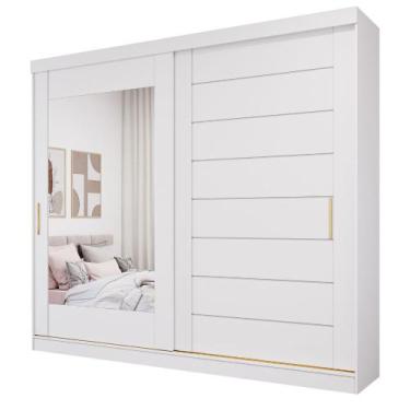 Imagem de Guarda Roupa Veneza 2 Portas de Correr Espelhado MDF - Panan, Branco