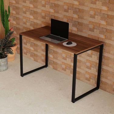 Imagem de Mesa Escrivaninha Industrial para Notebook Home Office Estudos Escritório F5 Nogal com Preto