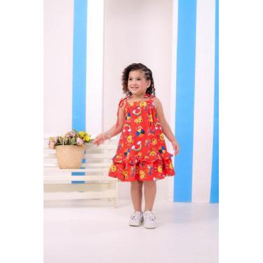 Imagem de Vestido lala laranja infantil e juvenil 01 ao 14 modinha menina blogue