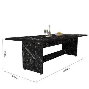 Imagem de Mesa Para Escritório Sala De Reunião 8 Lugares Em MDF Estilo Mármore -