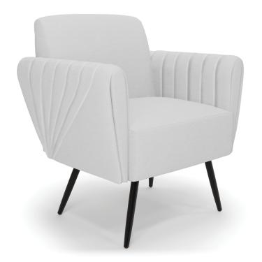 Imagem de Poltrona Pés Palito de Ferro Bruna Linho Cinza A05 - D'Rossi