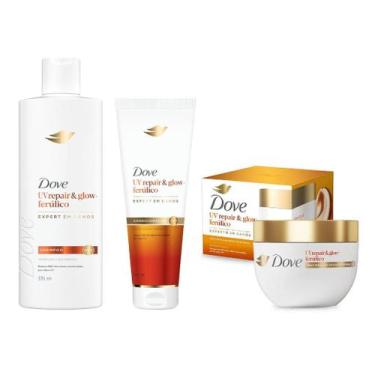 Imagem de Kit Dove UV Repair Glow e Ferúlico Shampoo 370ml Cond 250ml Máscara