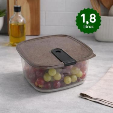 Imagem de Pote Marmita Quadrado 1,8L Trava Freezer Microondas Transparente Organ