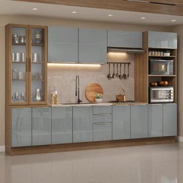 Imagem de Armário de Cozinha Completa 340 cm Lux Madesa 03, Rustic/Cinza