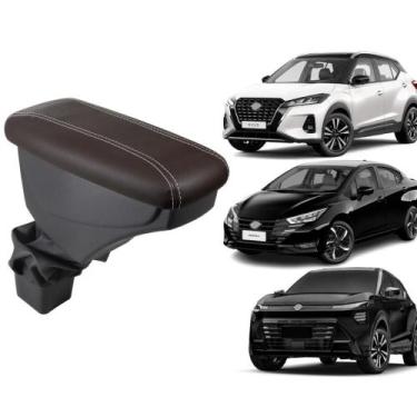 Imagem de Apoio De Braço Nissan Kicks Couro Marrom Costura Branca - GPI Automoti