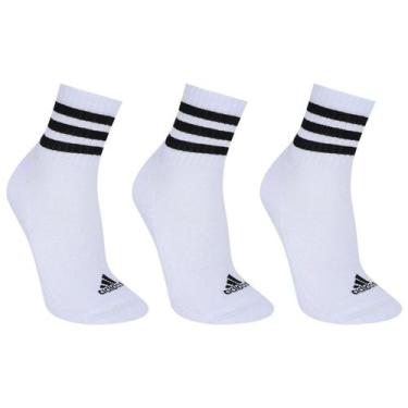 Imagem de Kit Meia Adidas Cano Médio C/3 Pares - Branco e Preto - 38/40, 38/40