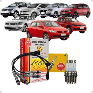 Imagem de Kit Cabo De Vela Ngk Stv-25 + Jogo De Velas Ngk Bkr7esb-d Preto