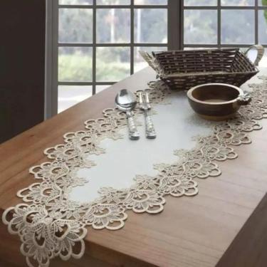 Imagem de Caminho de mesa veneza - 40 x 1,80 - bege - jolitex