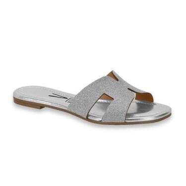 Imagem de Sandalia Rasteira Feminina Vizzano H Shine Ref: 6371.167, Prata, 35