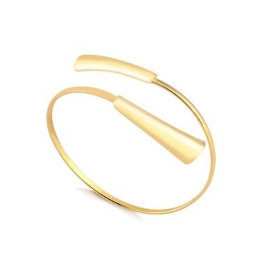 Imagem de Bracelete Trapézio Liso Folheado A Ouro - Radhau Joias, Único, Dourado