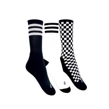 Imagem de Kit 3 Meias Skate Bike Cano Alto Old School Van Divertid - SoxCrue, Br