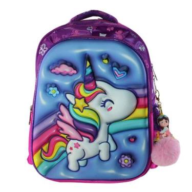 Imagem de Mochila Escolar Infantil 3D Alto Relevo Personag:Unicornio 1 - Elite