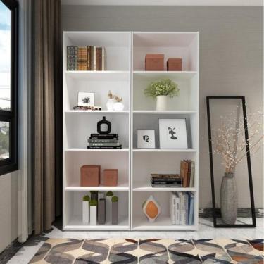 Imagem de Kit 2 Estantes para Livros 5 Prateleiras 180CMX120CM Multy Branco - Es