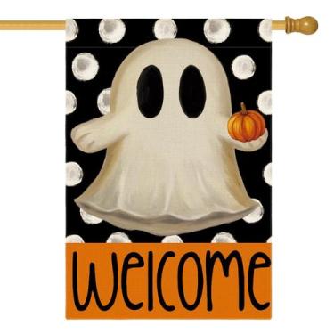 Imagem de Bandeira de jardim AVOIN colorlife Halloween Ghost House 70x100cm
