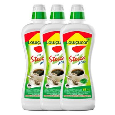 Imagem de Kit 3 Unid. Adoçante Lowçucar Plus Com Stevia Liquido 65Ml - Lowucar