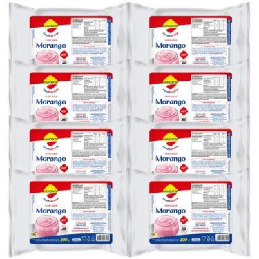Imagem de Kit 8 Unid. Pudim Lowçucar Zero Açucares Sabor Morango 200g