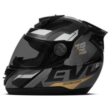Imagem de Capacete evolution g8 evo brilhante + viseira fumê - PRO TORK, PRETO, 