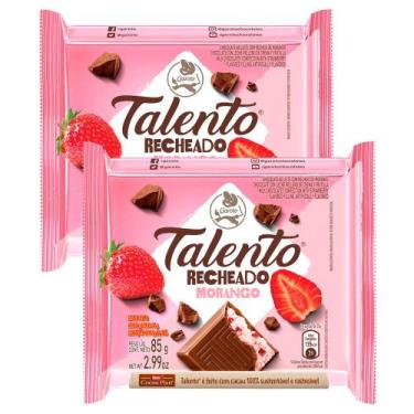 Imagem de Kit 2 Chocolate Garoto Talento Recheado Morango 85g