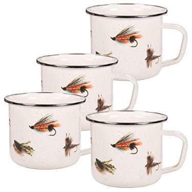 Imagem de Esmalte de coelho dourado – Conjunto de 4 canecas de sopa grandes de 60 ml (mosca de peixe)
