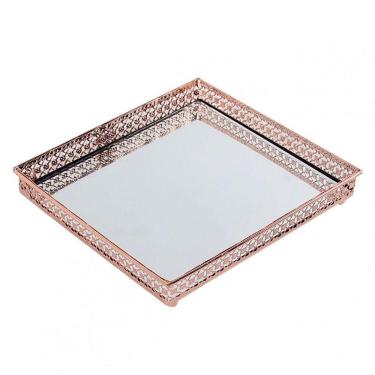 Imagem de Bandeja Espelhada E Metal Cobre 16,5cm X 16,5cm X 3,1cm