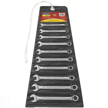 Imagem de Jogo de Chaves Combinadas Tramontina com Corpo Forjado em Aço Especial Cromado 10 Peças em Milímetros Tramontina